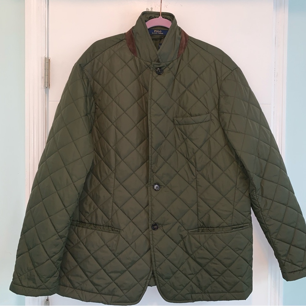 Ralph Lauren Men Quilted Nylon Suede Green Beaton Jacket Coat XXL - Picture 2 of 9